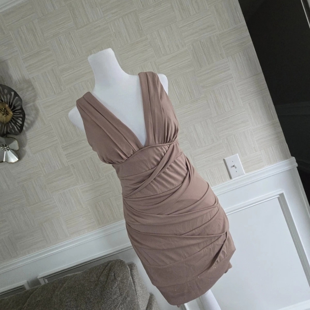 RARE Vintage Body Central Champagne Gold Shimmer Dress - Y2K Archive